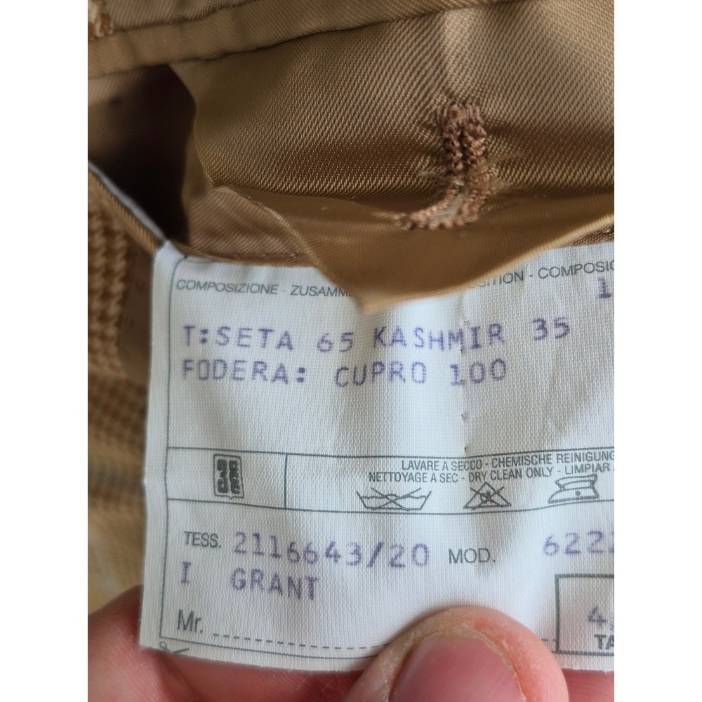 Corneliani Silk‎ Cashmere Houndstooth Windowpane Sport Coat Blazer Tan Mens 38 R - Picture 8 of 10